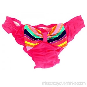 Victoria by Malinsa Womens Ruffle Wavy Bikini Bottom Low Rise Swim Bottom L Red with Multi Bow B01IBTHH0W